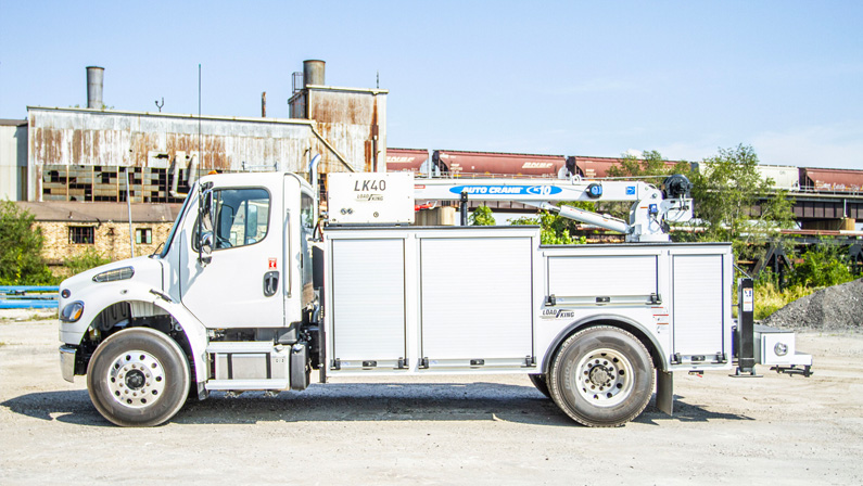 Freightliner M2106 service truck plus crane with steel truck body